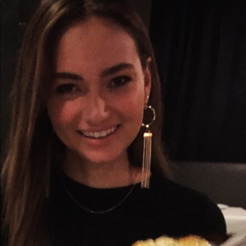 Gold chain statement earrings